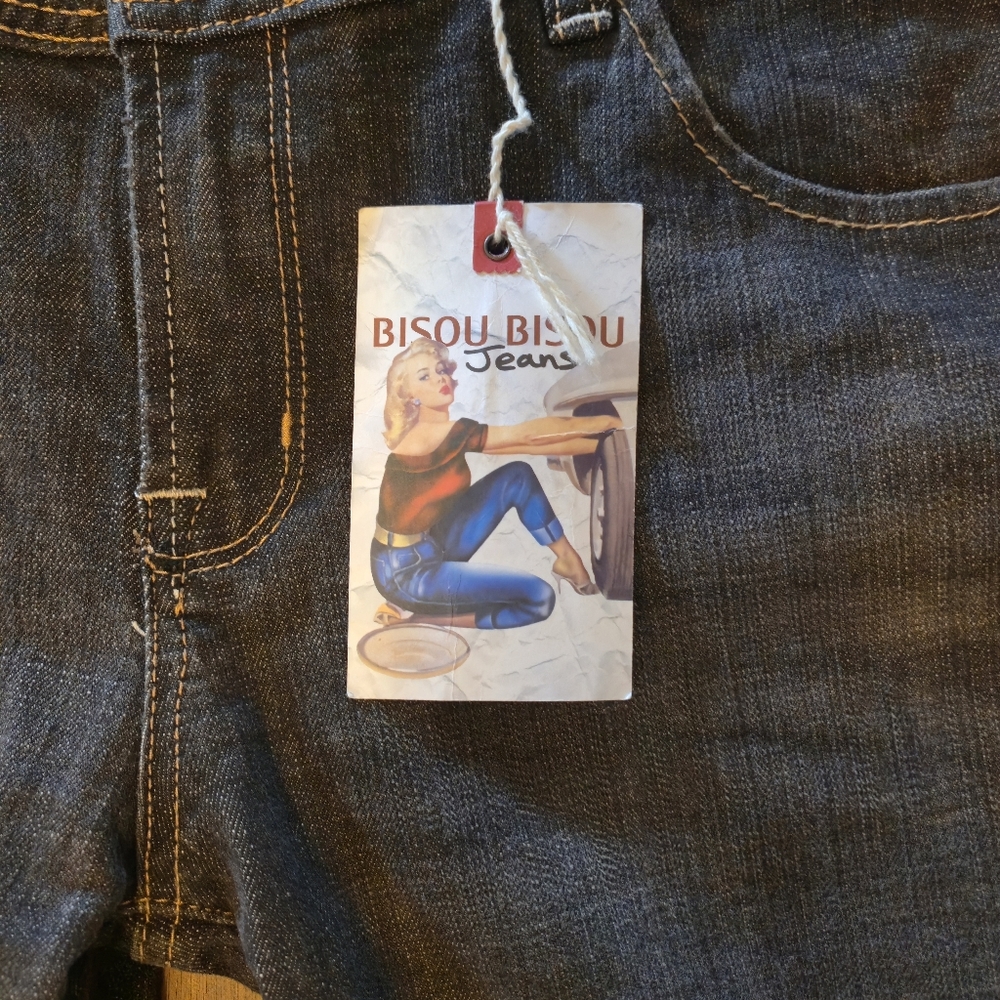 Bisou Bisou "Bisou Basic Med Black Wash" Flare Wide‎ Leg Jeans Size 10 - Picture 7 of 12